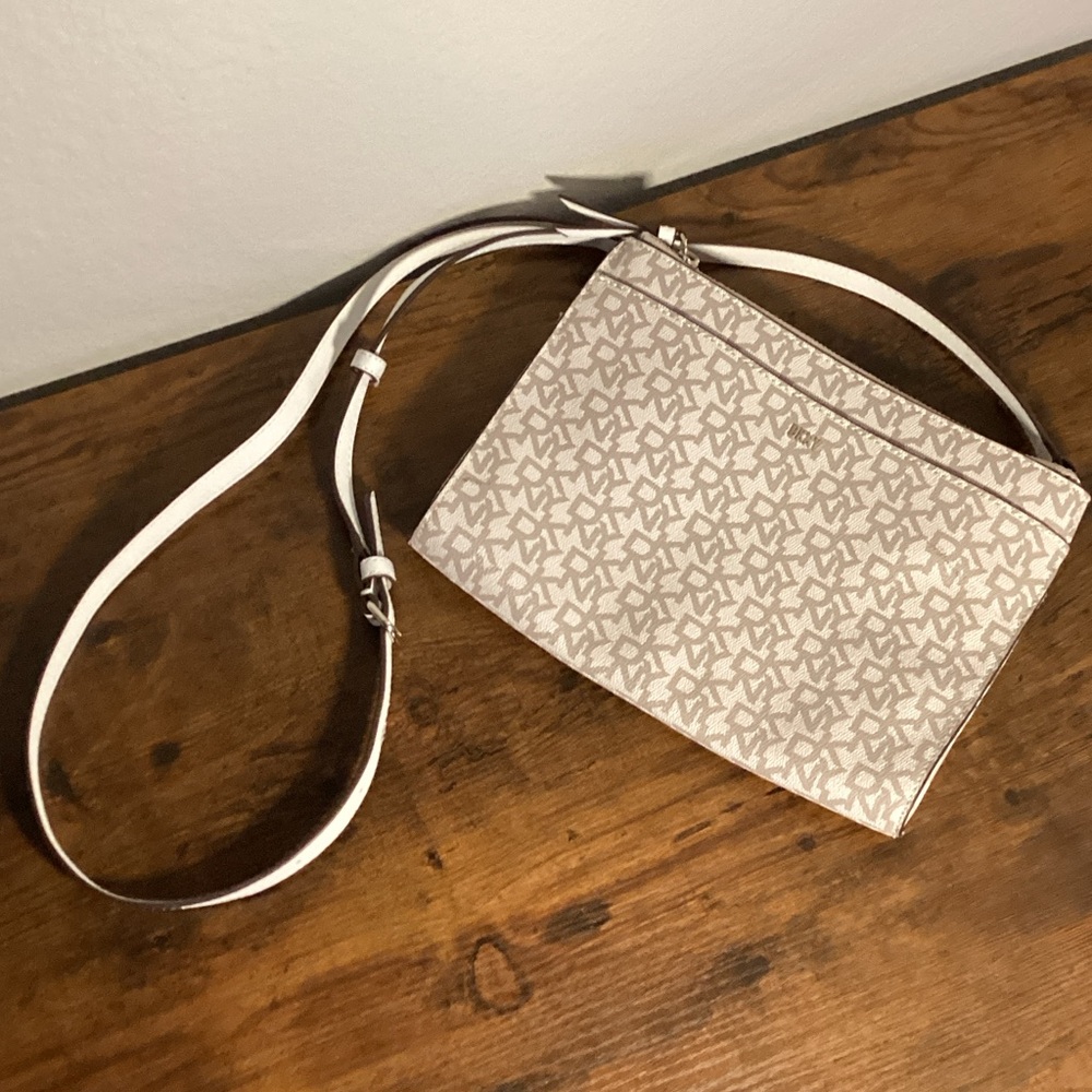 DKNY Cream and Brown Crossbody Bag